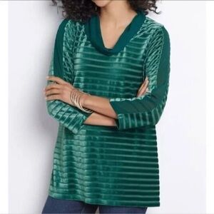 Soft Surroundings Green Meri Velvet Knit Tunic Top - Size XL